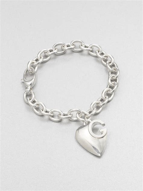 gucci heart detail bracelet|gucci sterling silver charm bracelet.